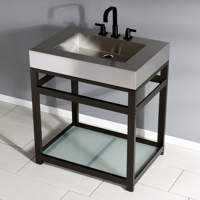 Kingston Commercial VSP3122B5 Steel Console Sink Base with Glass Shelf, Oil Rubbed Bronze
