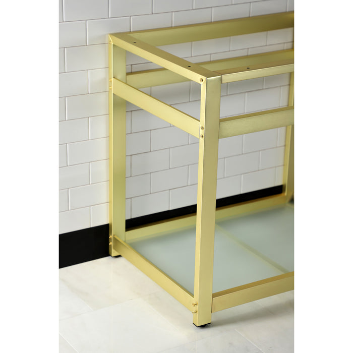 Kingston Commercial VSP3122B7 Steel Console Sink Base with Glass Shelf, Frosted Glass/Brushed Brass