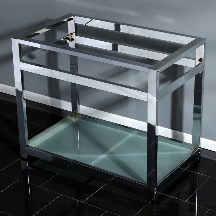 Kingston Commercial VSP3722B1 Steel Console Sink Base with Glass Shelf, Polished Chrome