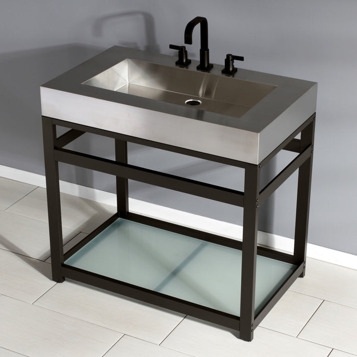 Kingston Commercial VSP3722B5 Steel Console Sink Base with Glass Shelf, Oil Rubbed Bronze