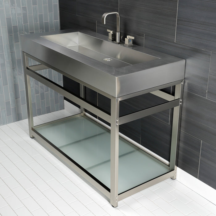 Kingston Commercial VSP4922B8 Steel Console Sink Base with Glass Shelf, Brushed Nickel