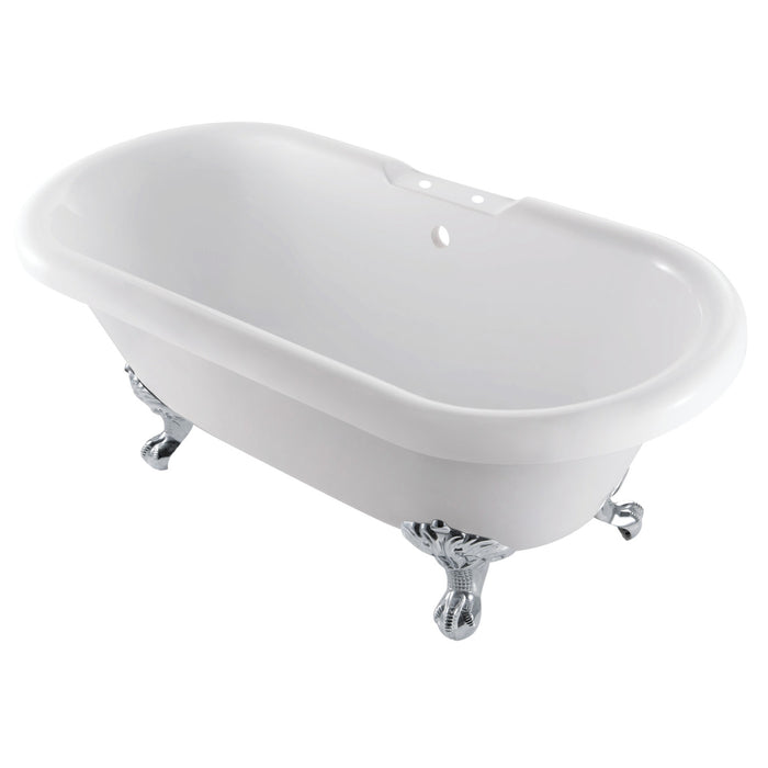 Aqua Eden VT7DS672924JNH1 67-Inch Acrylic Clawfoot Tub with 7-Inch Faucet Drillings, White/Polished Chrome