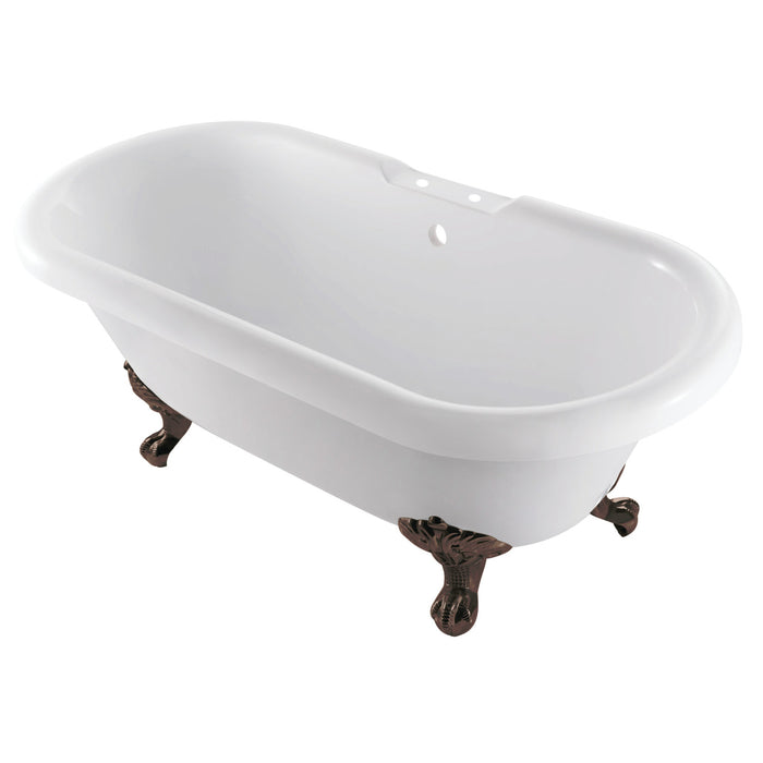Aqua Eden VT7DS672924JNH5 67-Inch Acrylic Clawfoot Tub with 7-Inch Faucet Drillings, White/Oil Rubbed Bronze