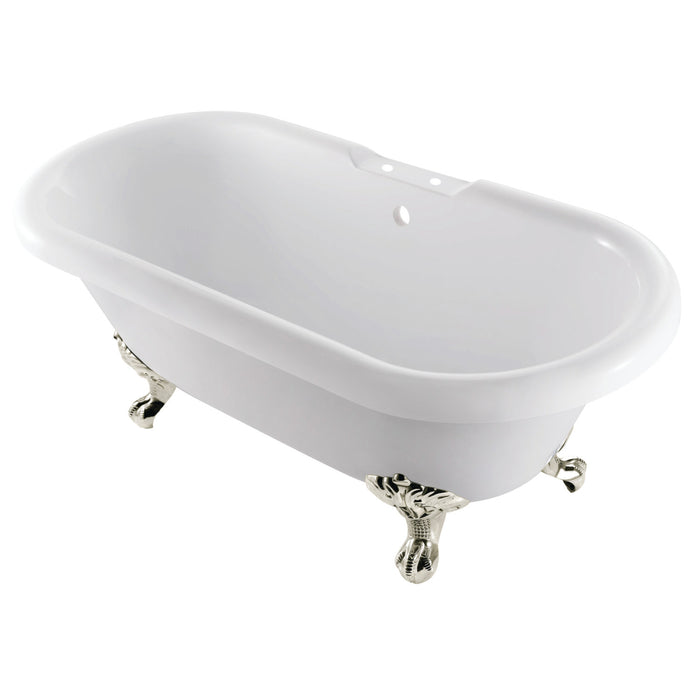 Aqua Eden VT7DS672924JNH6 67-Inch Acrylic Clawfoot Tub with 7-Inch Faucet Drillings, White/Polished Nickel