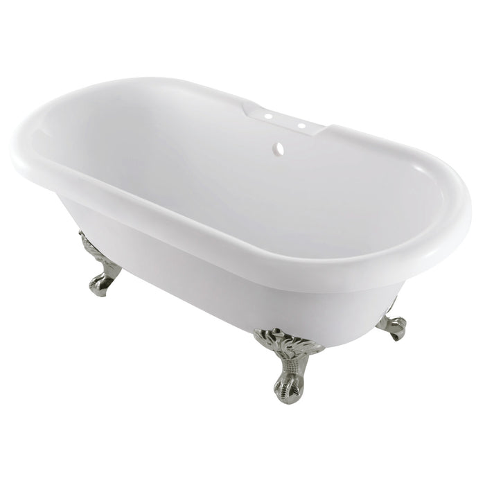 Aqua Eden VT7DS672924JNH8 67-Inch Acrylic Clawfoot Tub with 7-Inch Faucet Drillings, White/Brushed Nickel