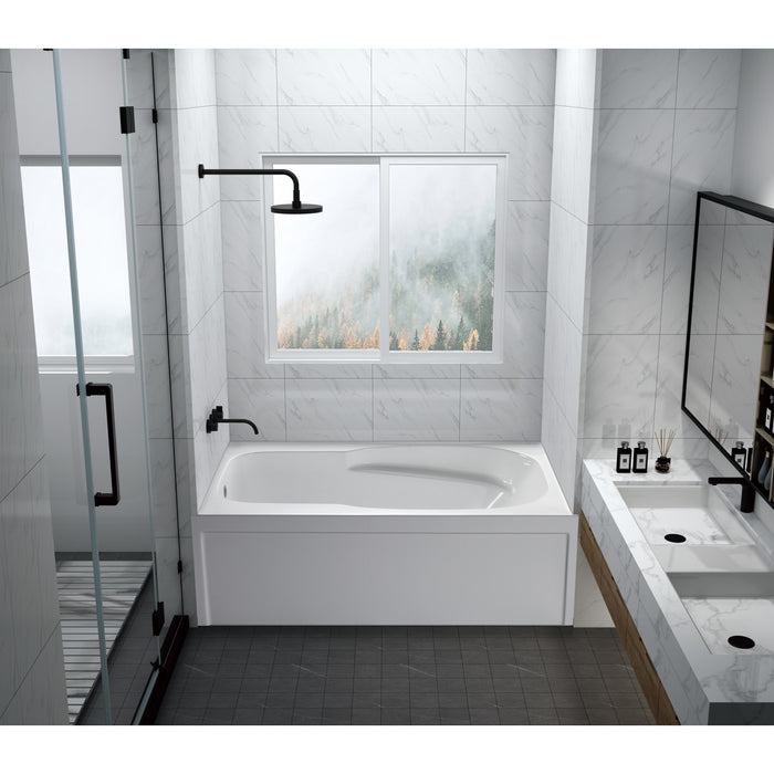 Aqua Eden VTAM6031L21A 60-Inch Anti-Skid Acrylic 3-Wall Alcove Tub with Arm Rest and Left Hand Drain, White