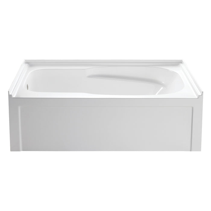 Aqua Eden VTAM6031L21A 60-Inch Anti-Skid Acrylic 3-Wall Alcove Tub with Arm Rest and Left Hand Drain, White