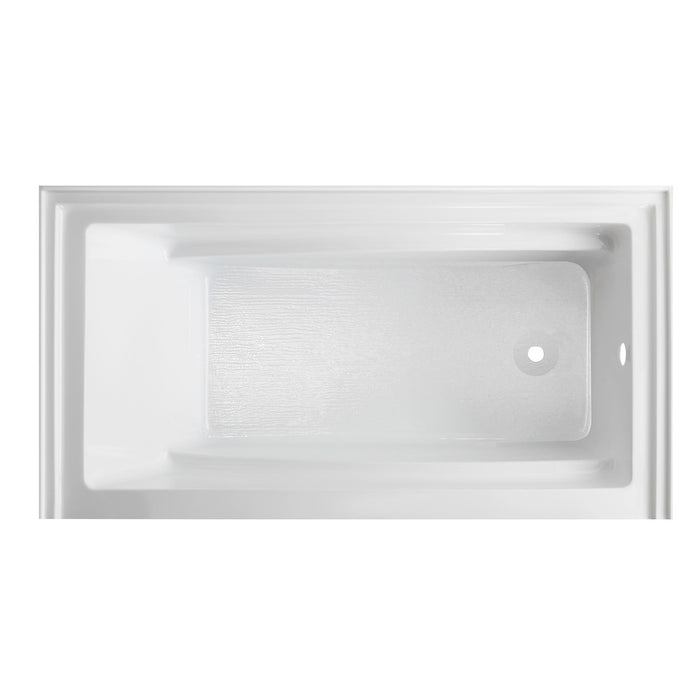 Aqua Eden VTAM6032R22B 60-Inch Anti-Skid Acrylic 3-Wall Alcove Tub with Arm Rest and Right Hand Drain, White