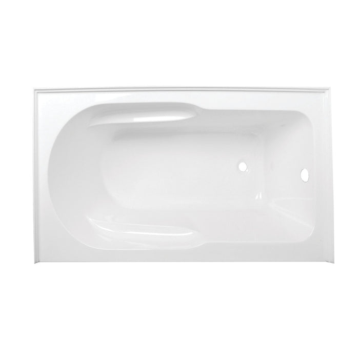 Aqua Eden VTAP603022R 60-Inch Acrylic Anti-Skid 3-Wall Alcove Tub with Right Hand Drain Hole, White
