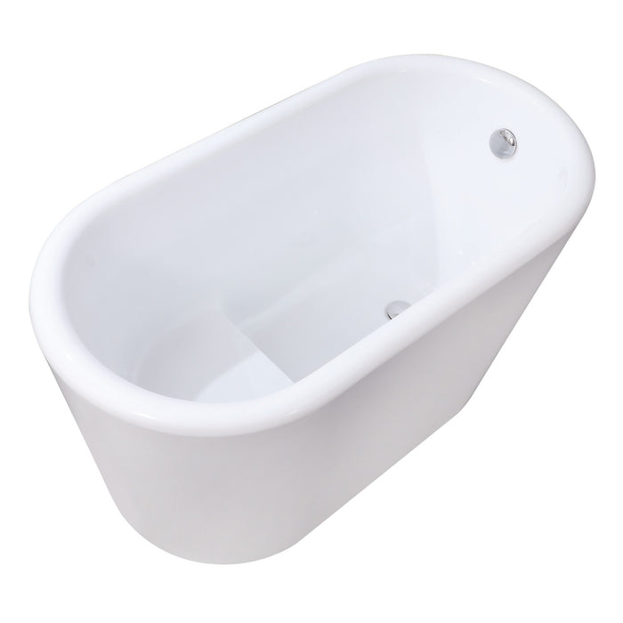 Aqua Eden VTDE512628BA 51-Inch Acrylic Freestanding Tub with Drain and Integrated Seat, Glossy White