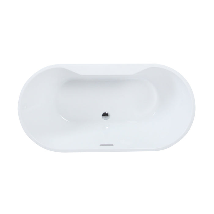 Aqua Eden VTDE552823 55-Inch Acrylic Freestanding Tub with Drain, Glossy White