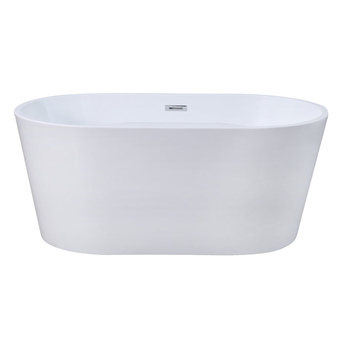Aqua Eden VTDE563224BA 56-Inch Acrylic Freestanding Tub with Drain, Glossy White