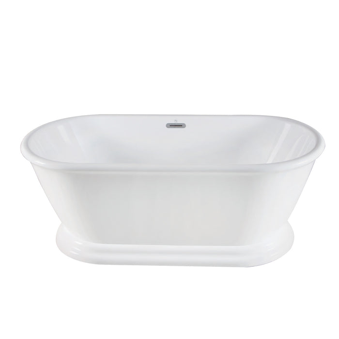 Aqua Eden VTDE602824 60-Inch Acrylic Double Ended Pedestal Tub with Square Overflow and Pop-Up Drain, White