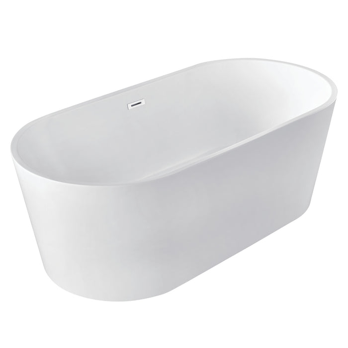 Aqua Eden VTDE603023BA 59-Inch Acrylic Double Ended Freestanding Tub with Drain, Glossy White