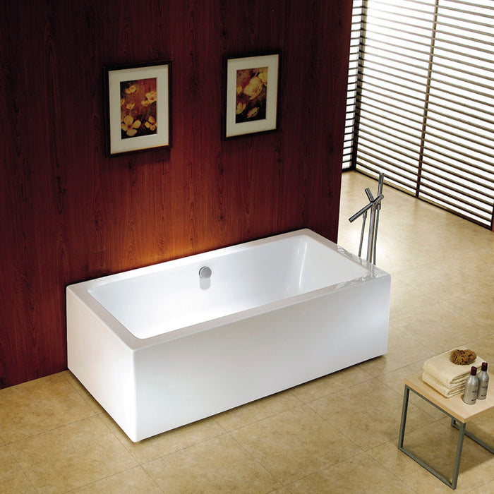 Aqua Eden VTDE673321 67-Inch Acrylic Double Ended Freestanding Tub with Drain, White