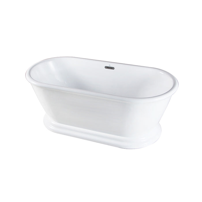 Aqua Eden VTDE713224 71-Inch Acrylic Double Ended Pedestal Bathtub with Drain, Glossy White