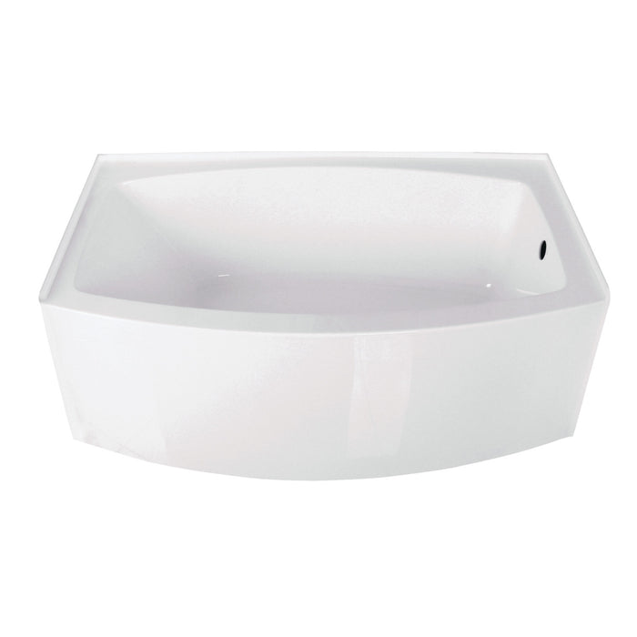 Aqua Eden VTDR603022R 60-Inch Acrylic Curved Apron 3-Wall Alcove Tub with Right Hand Drain Hole, White