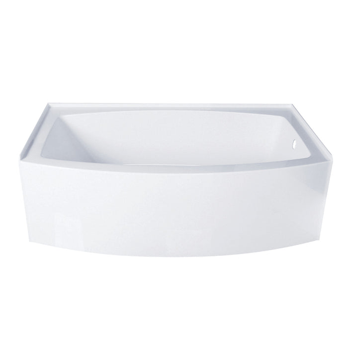 Aqua Eden VTDR663222R 66-Inch Acrylic Curved Apron 3-Wall Alcove Tub with Right Hand Drain, Glossy White