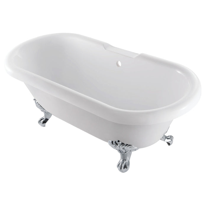 Aqua Eden VTDS672924JNH1 67-Inch Acrylic Double Ended Clawfoot Tub (No Faucet Drillings), White/Polished Chrome
