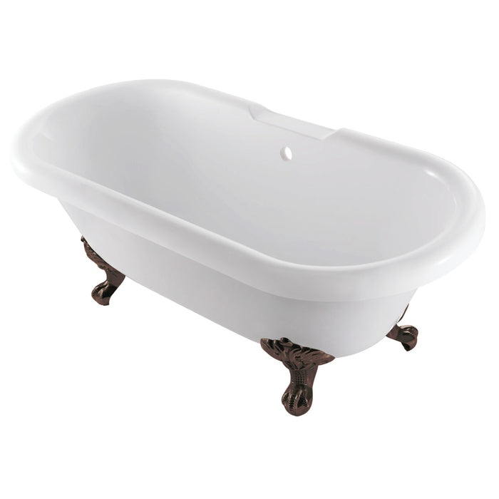 Aqua Eden VTDS672924JNH5 67-Inch Acrylic Double Ended Clawfoot Tub (No Faucet Drillings), White/Oil Rubbed Bronze