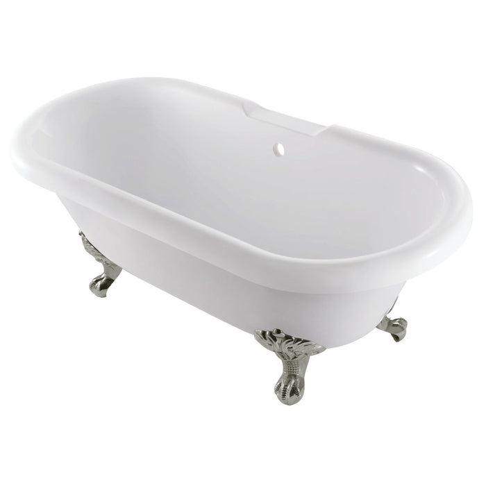 Aqua Eden VTDS672924JNH8 67-Inch Acrylic Double Ended Clawfoot Tub (No Faucet Drillings), White/Brushed Nickel