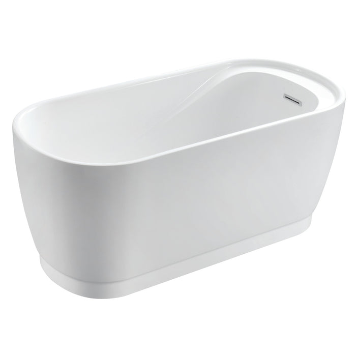 Aqua Eden VTOV592925S 59-Inch Acrylic Freestanding Tub with Drain and Integrated Seat, Glossy White