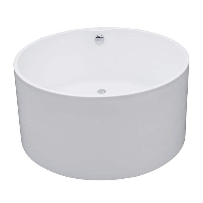 Aqua Eden VTRO454523 45-Inch Round Acrylic Freestanding Tub with Drain, Glossy White
