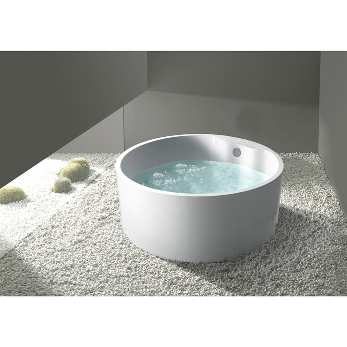 Aqua Eden VTRO535323 53-Inch Round Acrylic Freestanding Tub with Drain, Glossy White