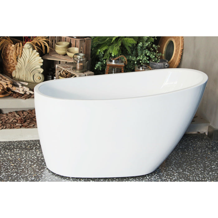 Aqua Eden VTRS482627 48-Inch Acrylic Freestanding Tub with Drain, Glossy White