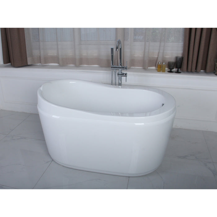 Aqua Eden VTRS523030 52-Inch Acrylic Freestanding Tub with Drain and Integrated Seat, White