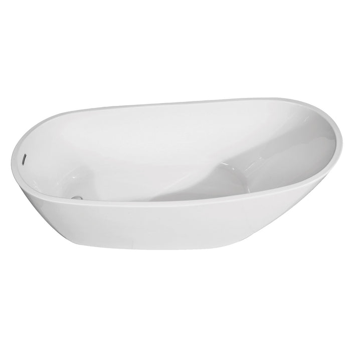 Aqua Eden VTRS542827 54-Inch Acrylic Single Slipper Freestanding Tub with Drain, White
