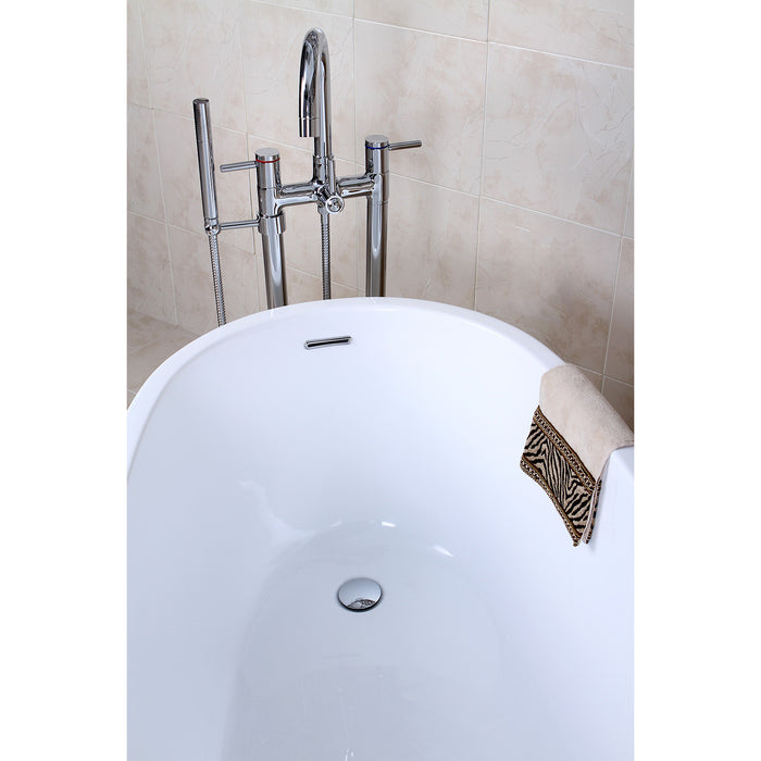Aqua Eden VTRS592928 59-Inch Acrylic Single Slipper Freestanding Tub with Drain, White