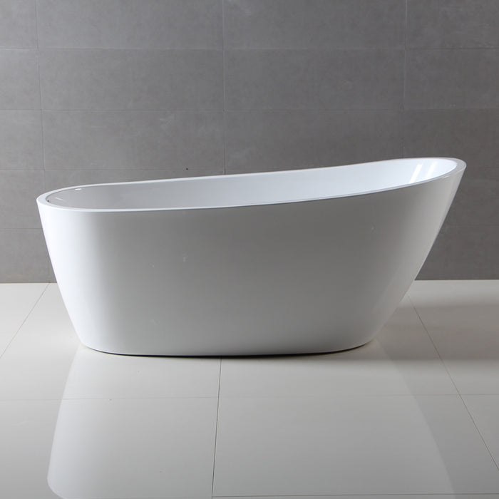 Aqua Eden VTRS592928 59-Inch Acrylic Single Slipper Freestanding Tub with Drain, White
