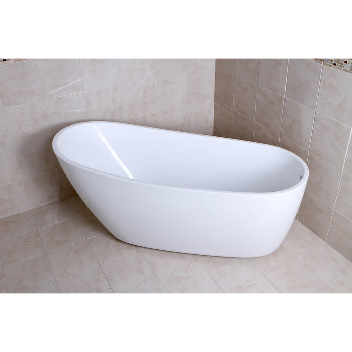 Aqua Eden VTRS683128 68-Inch Acrylic Single Slipper Freestanding Tub with Drain, White