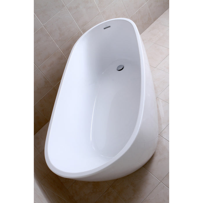 Aqua Eden VTRS683128 68-Inch Acrylic Single Slipper Freestanding Tub with Drain, White