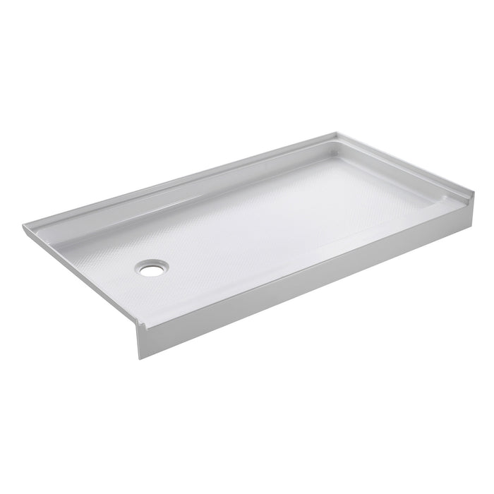 Bonaire VTSB60326L 60-Inch x 32-Inch Anti-Skid Acrylic Shower Base with Left Hand Drain, White