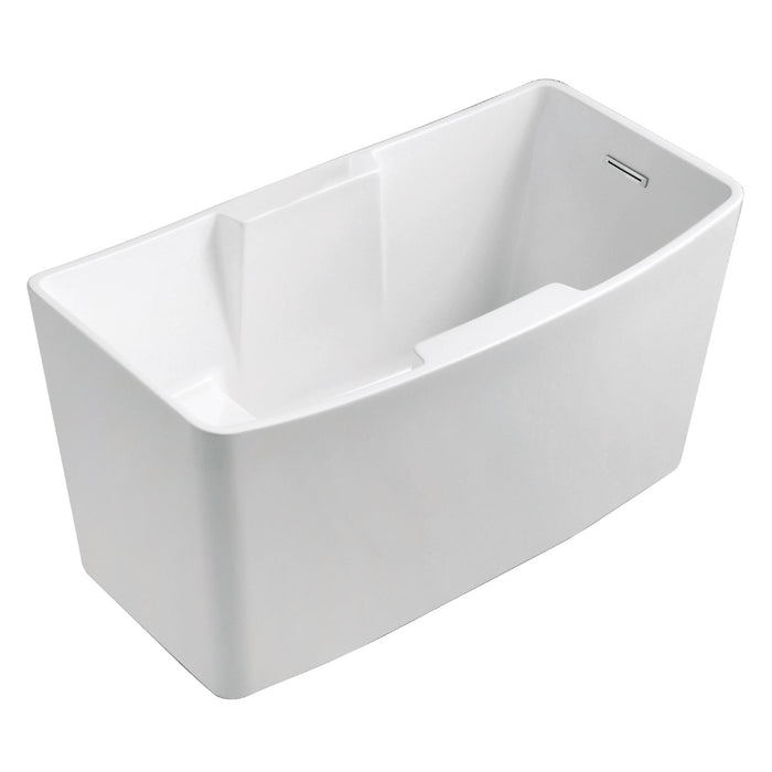Aqua Eden VTSQ512827S 51-Inch Acrylic Rectangular Freestanding Tub with Drain and Integrated Seat, Glossy White