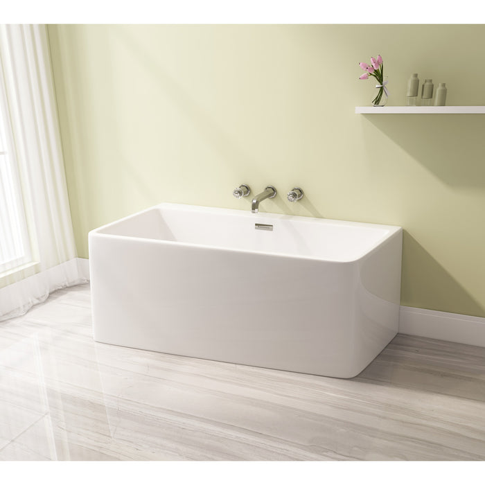 Aqua Eden VTSQ592823 59-Inch Acrylic Freestanding Tub with Drain, White