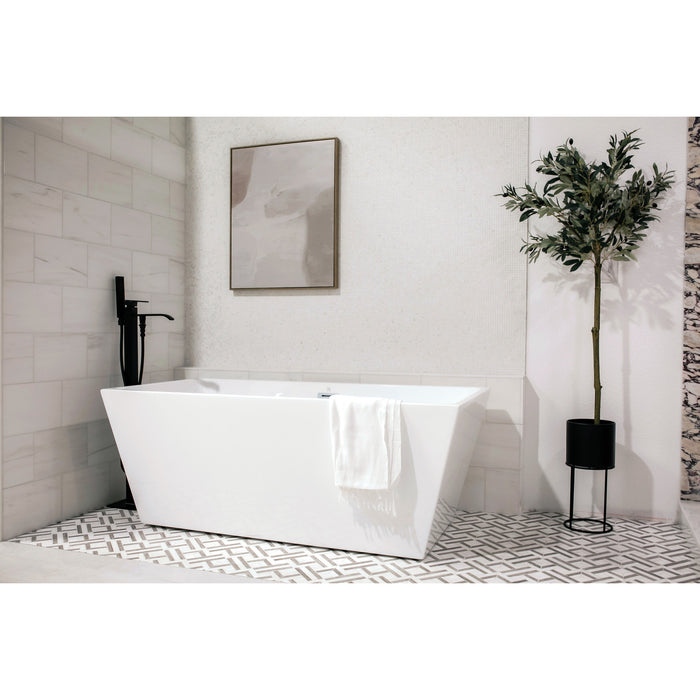 Aqua Eden VTSQ593223 59-Inch Acrylic Freestanding Tub with Drain, White