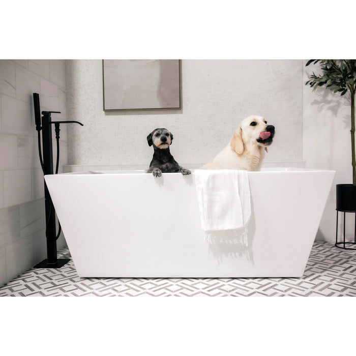 Aqua Eden VTSQ593223 59-Inch Acrylic Freestanding Tub with Drain, White