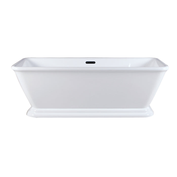 Aqua Eden VTSQ602824 60-Inch Acrylic Double Ended Pedestal Tub with Square Overflow and Pop-Up Drain, White