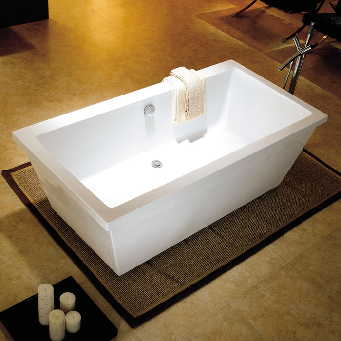Aqua Eden VTSQ663422 66-Inch Acrylic Double Ended Freestanding Tub with Drain, White