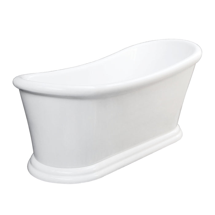 Aqua Eden VTSS672929 67-Inch Acrylic Single Slipper Pedestal Bathtub with Drain, Glossy White