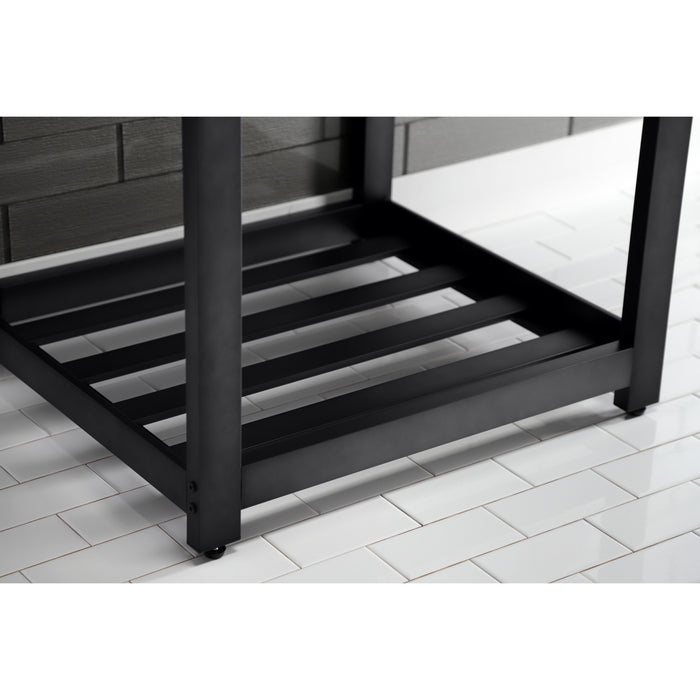 Kingston Sona VWP2522A0 - Quadras 25-Inch Ceramic Console Sink with Steel Base and Shelf (1-Hole), White/Matte Black