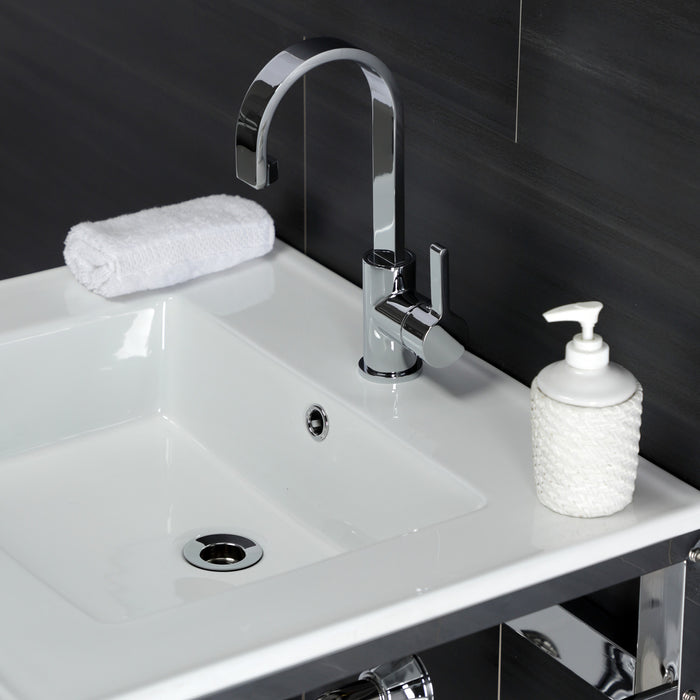 Fauceture VWP2522A1 25-Inch Ceramic Console Sink Set, White/Chrome