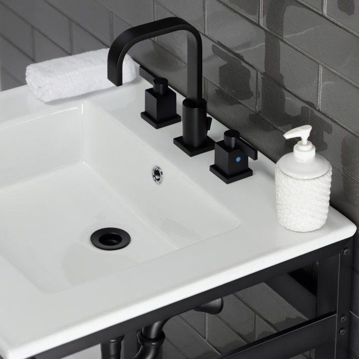 Fauceture VWP2522W8A0 25-Inch Ceramic Console Sink Set, White/Matte Black