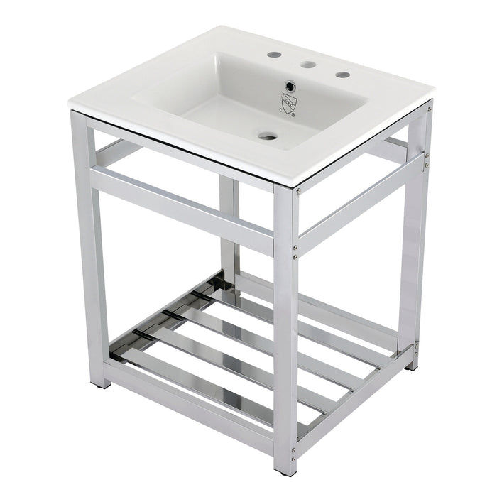 Fauceture VWP2522W8A1 25-Inch Ceramic Console Sink Set, White/Chrome