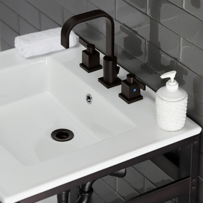 Fauceture VWP2522W8A5 25-Inch Ceramic Console Sink Set, White/Oil Rubbed Bronze
