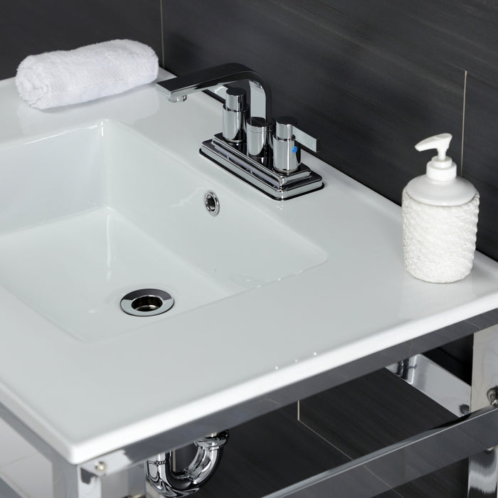 Fauceture VWP3122W4B1 31-Inch Ceramic Console Sink Set, White/Chrome