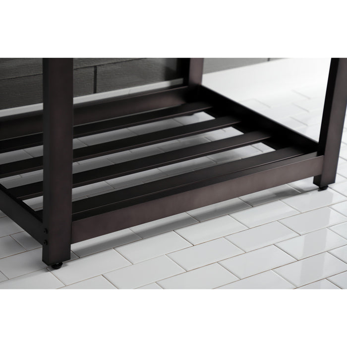 Kingston Sona VWP3122W8A5 - Quadras 31-Inch Ceramic Console Sink with Steel Base and Shelf (8-Inch, 3-Hole), White/Oil Rubbed Bronze